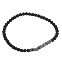 Emperor Onyx and Tiger's Eye Stone Bracelet, Minimalist 4mm Beaded Strand B125