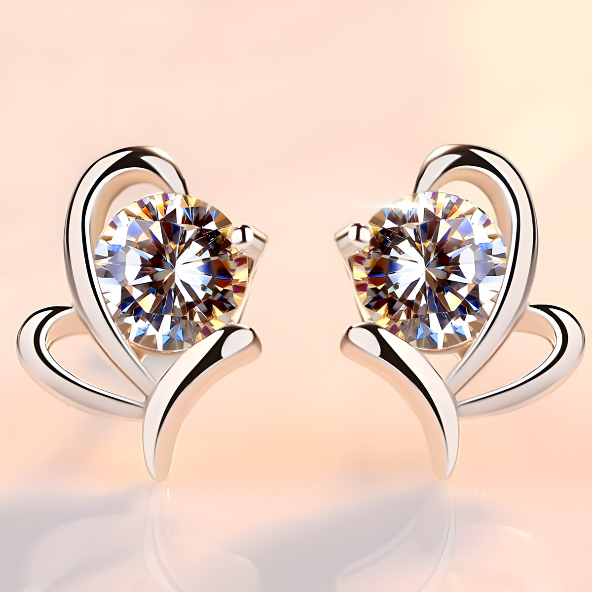 Silver-Plated Crystal Stud Earrings Women Elegant Geometric Butterfly Design 972