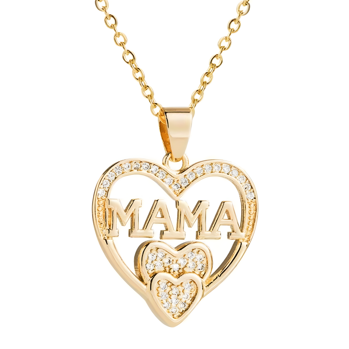 Unified Jewellery Gold "Mama"Heart Pendant Necklace Sparkling Crystal Mother B16