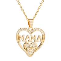 Unified Jewellery Gold "Mama"Heart Pendant Necklace Sparkling Crystal Mother B16