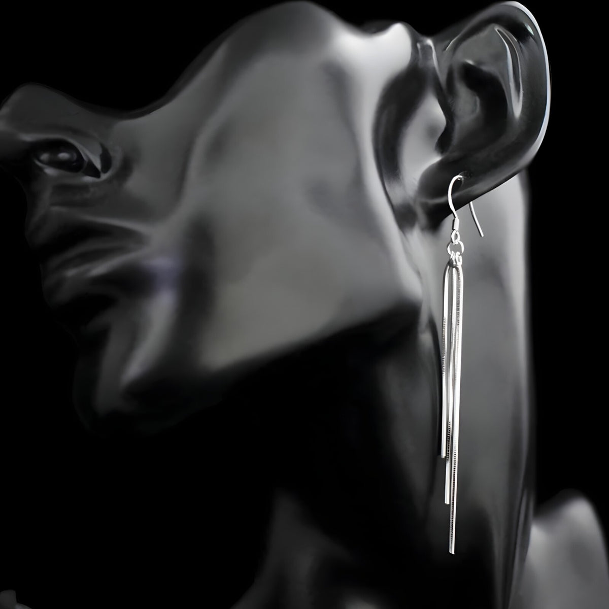 Sterling Silver Long Tassel Drop Earrings Chain Dangle Design Hypoallergenic 295