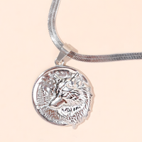 Titanium Steel Wolf Head Pendant Necklace Silver Amulet Animal Jewelry B157