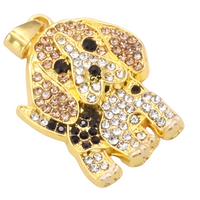 Gold Plated Beagle Pendant Necklace with Cubic Zirconia Crystals, Animal  B230