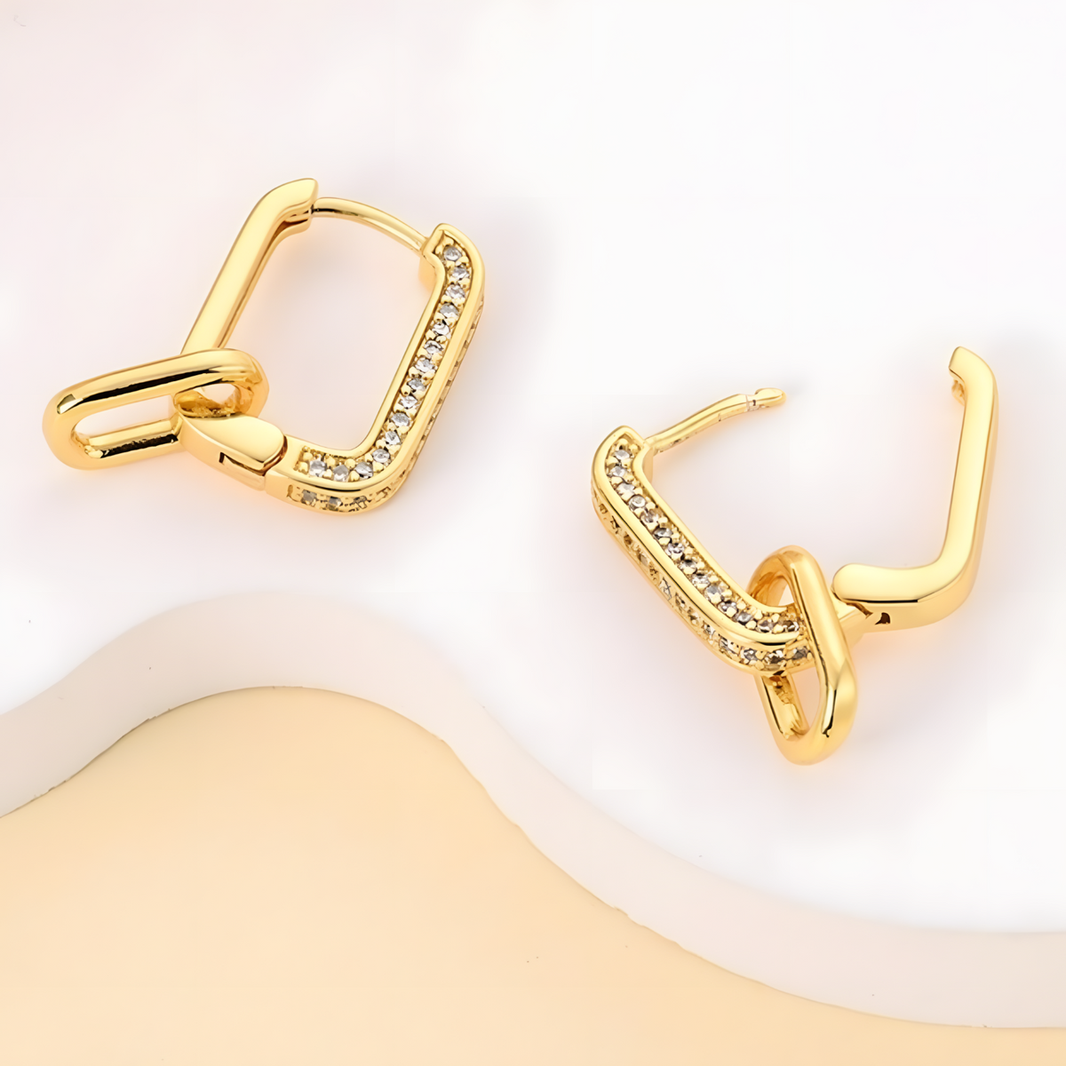 925 Silver Gold-Plated Link Hoop Earrings for Women – Geometric Chain Design 912