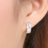 925 Sterling Silver Huggie Hoop Earrings Star-Set Cubic Zirconia, Hypoaller 161