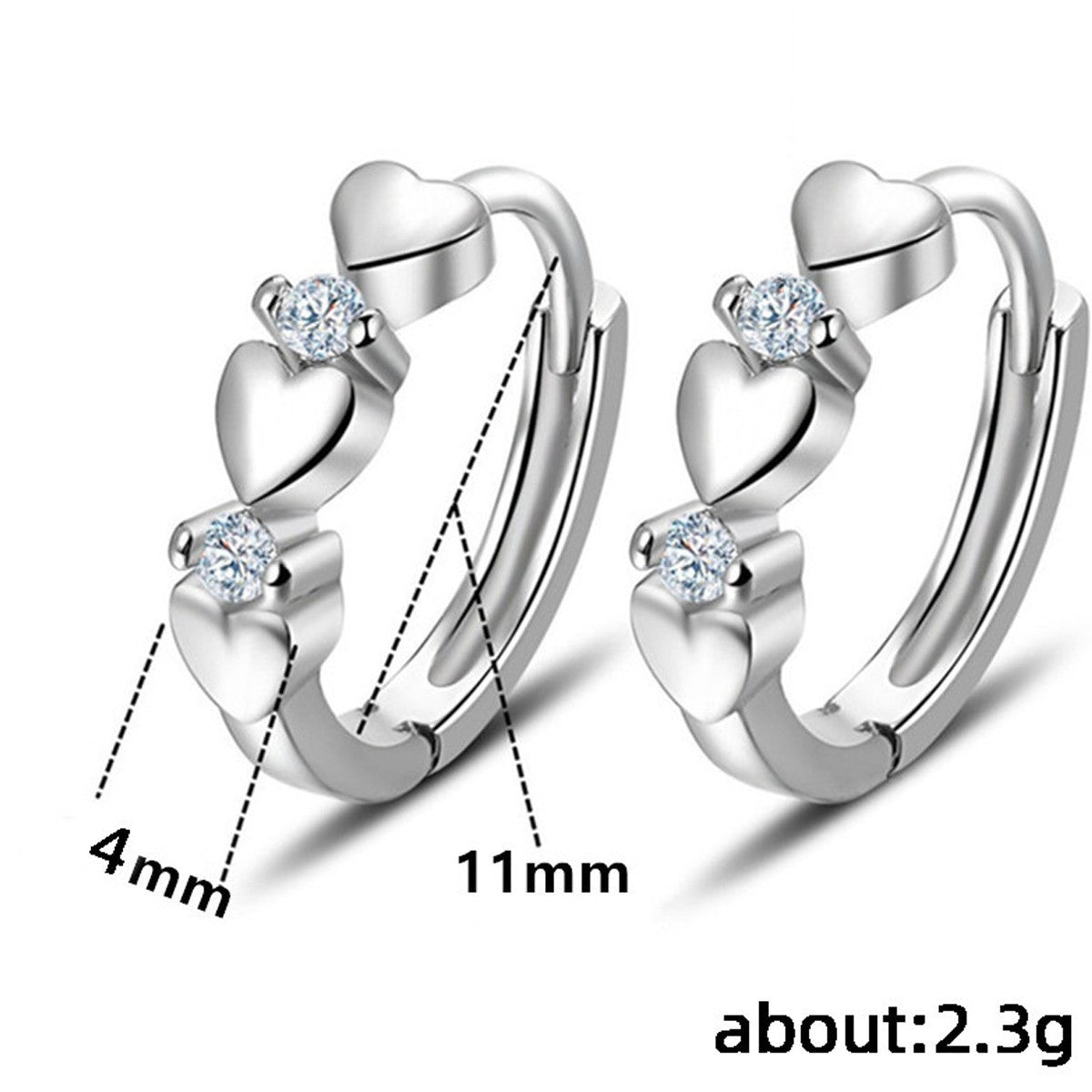 Silver-Plated Heart Hoop Earrings for Women – Dainty CZ Heart Dangle Hoops 995