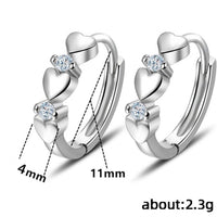 Silver-Plated Heart Hoop Earrings for Women – Dainty CZ Heart Dangle Hoops 995