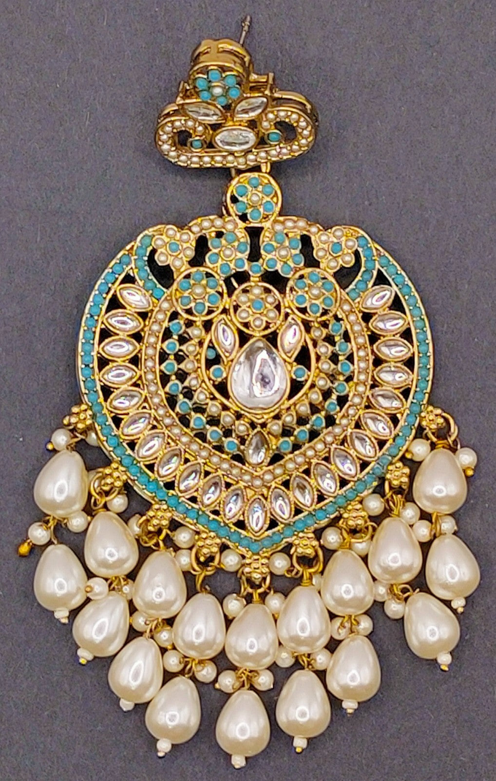 Elegant Bollywood Inspired Gold Kundan Earrings - Traditional Indian Jewelry 225