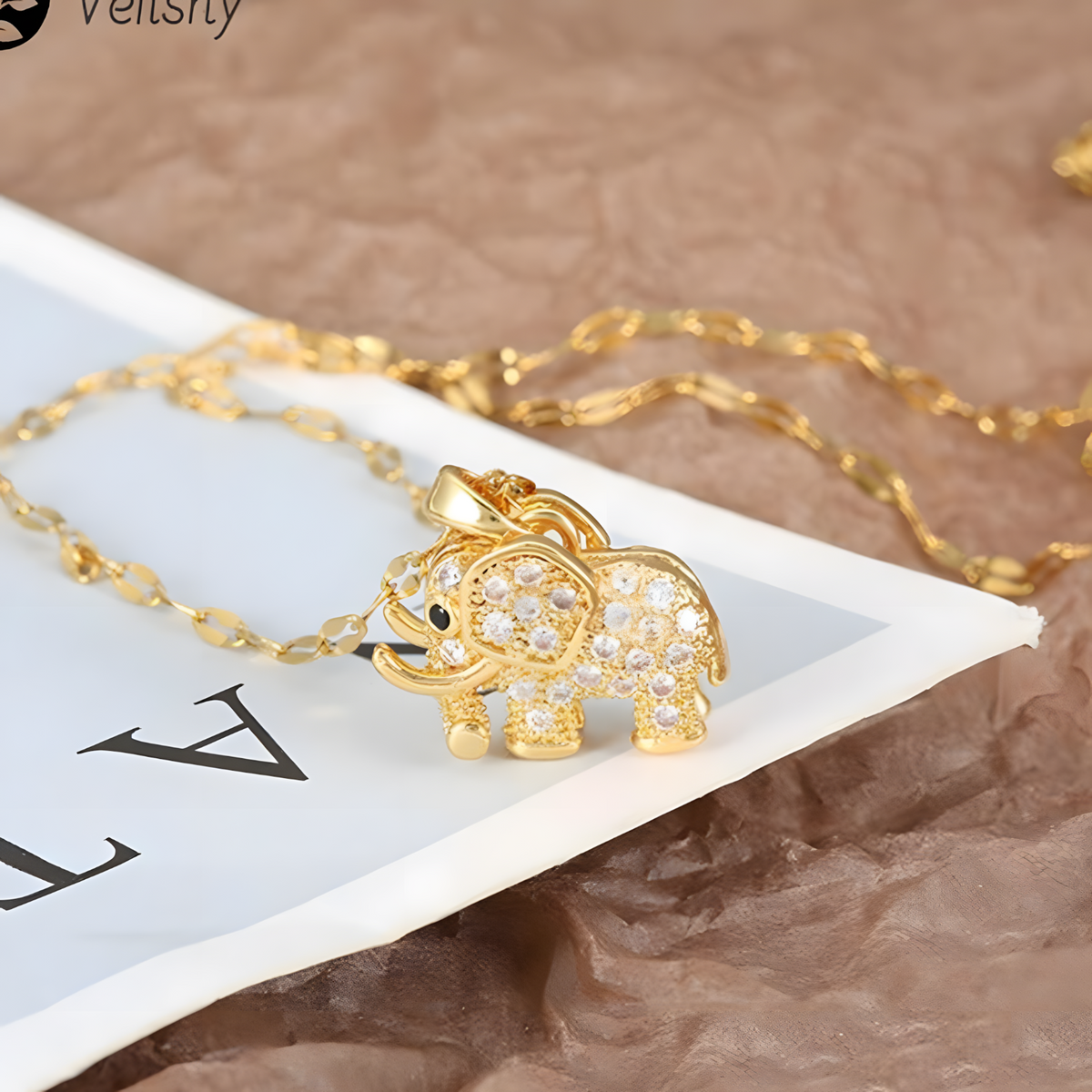 Gold Elephant Pendant Necklace for Women – Stainless Steel Animal Jewellery 1190