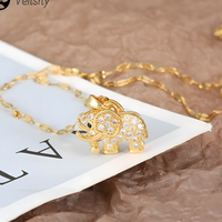 Gold Elephant Pendant Necklace for Women – Stainless Steel Animal Jewellery 1190