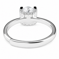 Adjustable Halo Ring, Square Frame Zircon Proposal Ring, Silver Pave Band 1628