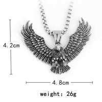 Gothic Eagle Wings Pendant Necklace, 60 cm Silver Tone Box Chain Necklace 1889