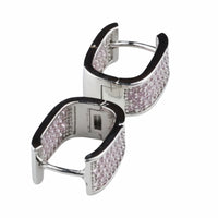 Pink Zircon Hoop Earrings For Women Micro Pave Round Cut Vintage Inspired 1368