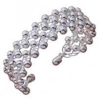 925 Sterling Silver Full Smooth Beads Bangle Bracelet For Woman Man Wedding 1777