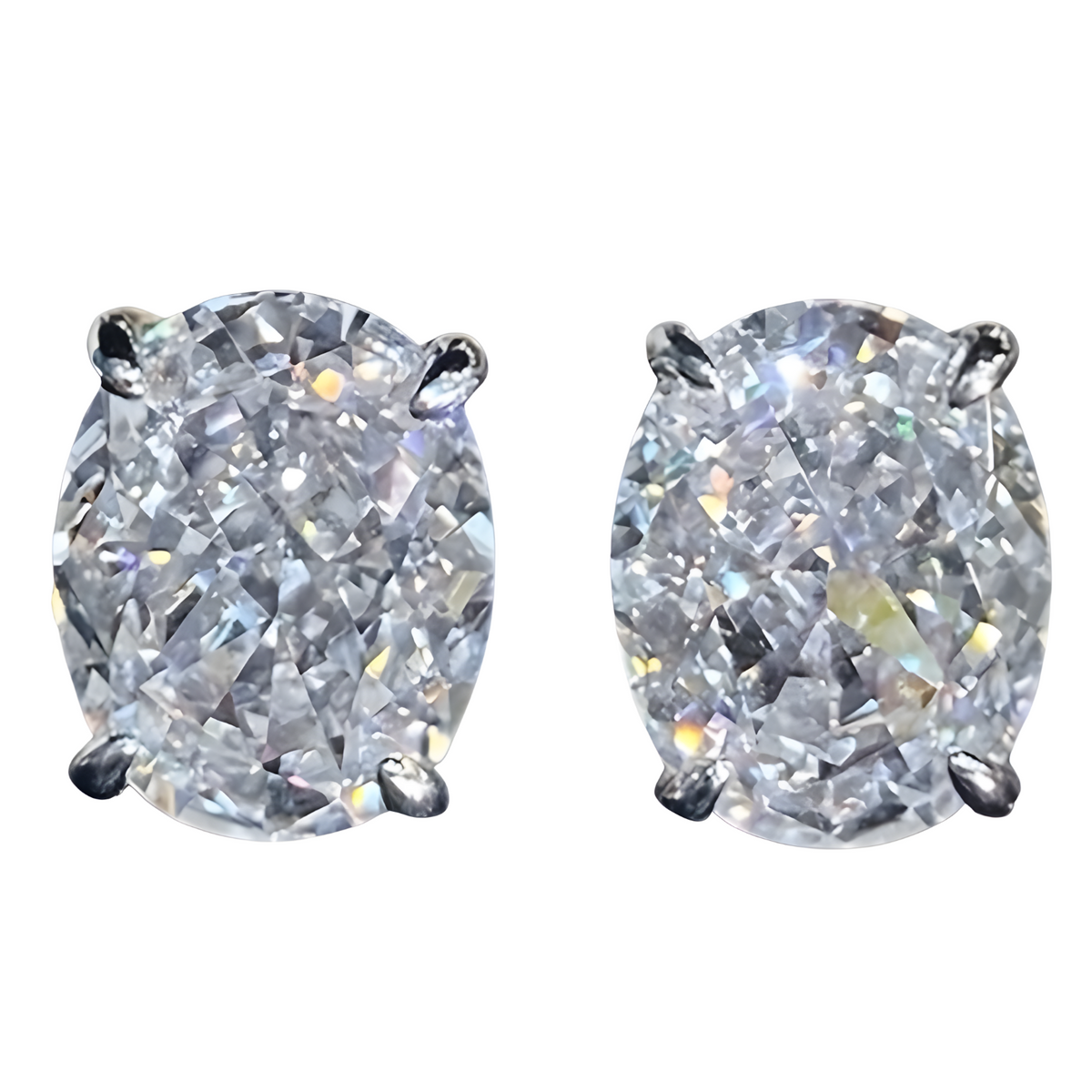Women's Oval Zirconia Stud Earrings, Copper Alloy Female Jewelry, Elegant 515