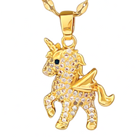 Cute Unicorn Pendant Necklace for Women – Copper Alloy Gold-Plated Animal 1150