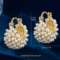 Chunky Hoop Earrings | Irregular Bubble Faux Pearl Cluster Stud Eardrops 566