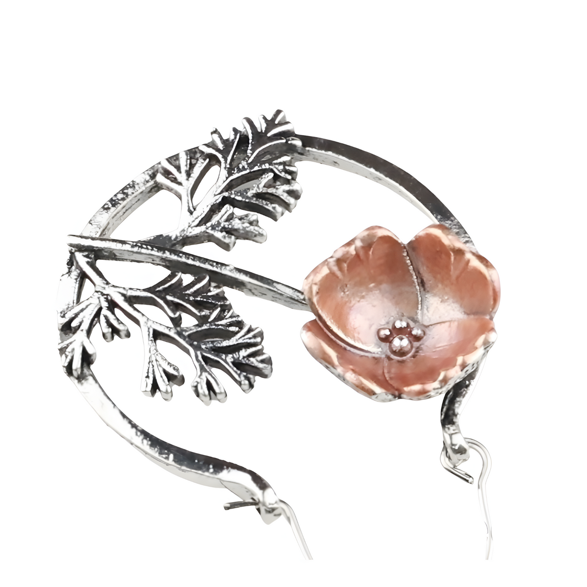 Vintage Floral Hoop Drop Earrings for Women - Artistic Flower Branch Design 1433