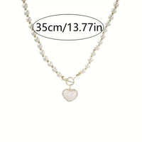 Elegant Faux Pearl Beads Heart-Shaped Pendant Necklace Women Baroque Style 81 UK