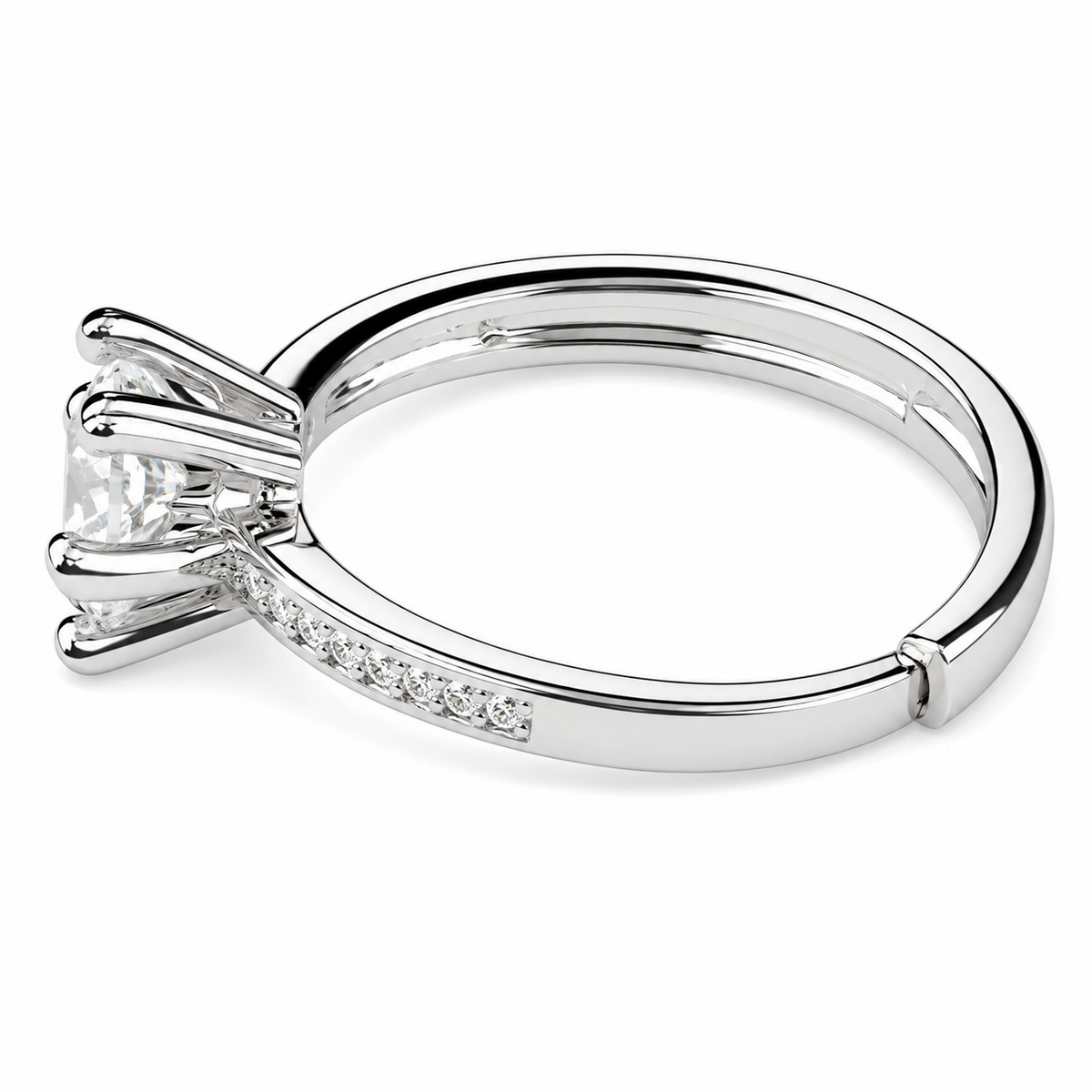 Round Cut Solitaire Ring For Women With Sparkling Shoulder Band Wedding 1607