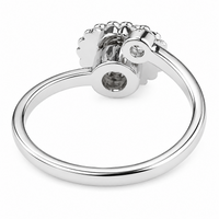 Sunflower Spinner Ring Adjustable Open Ring Silver Tone Floral Statement 1594