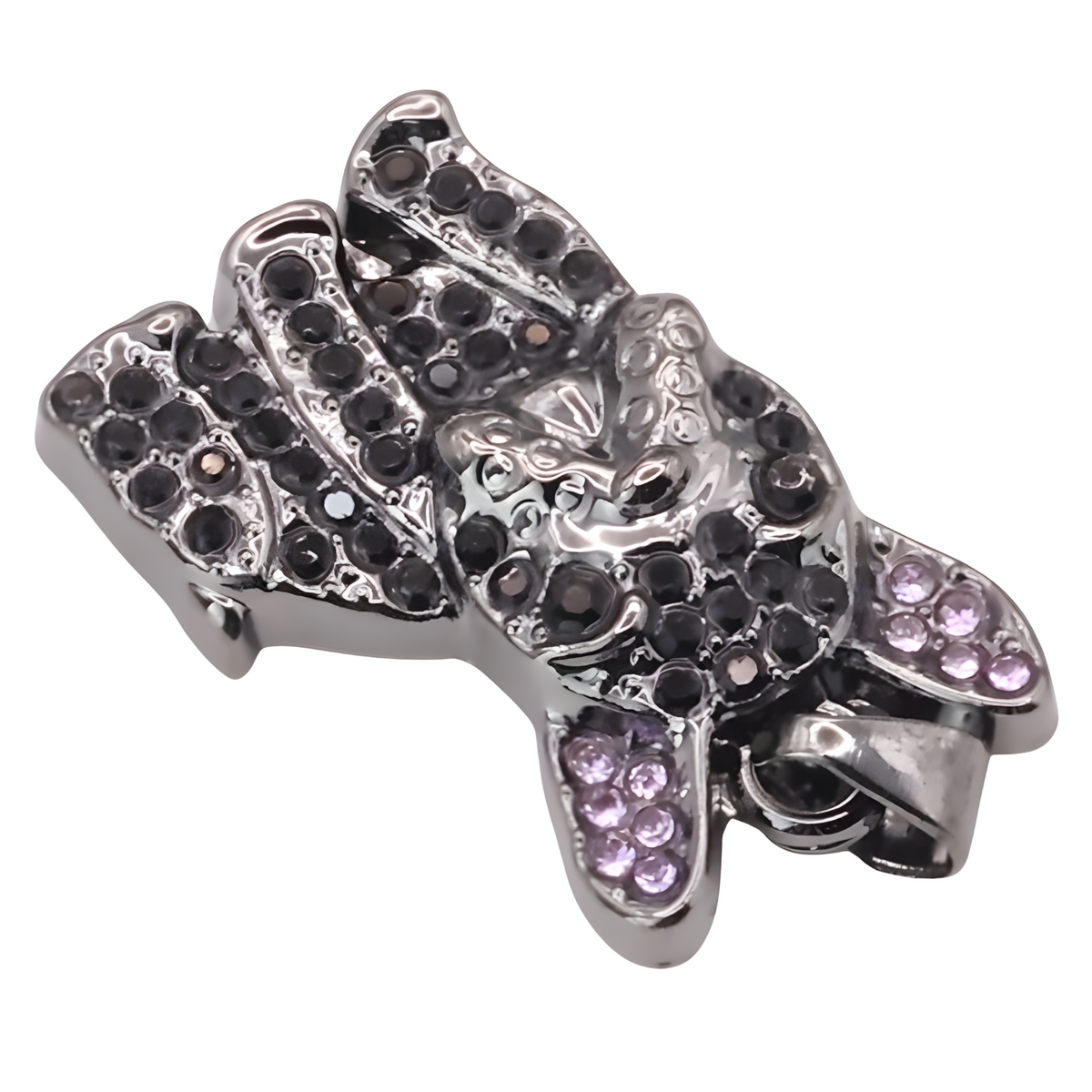 Bulldog Black Dog Pendant Necklace Women Rhinestone Pet Animal Charm Zinc B226