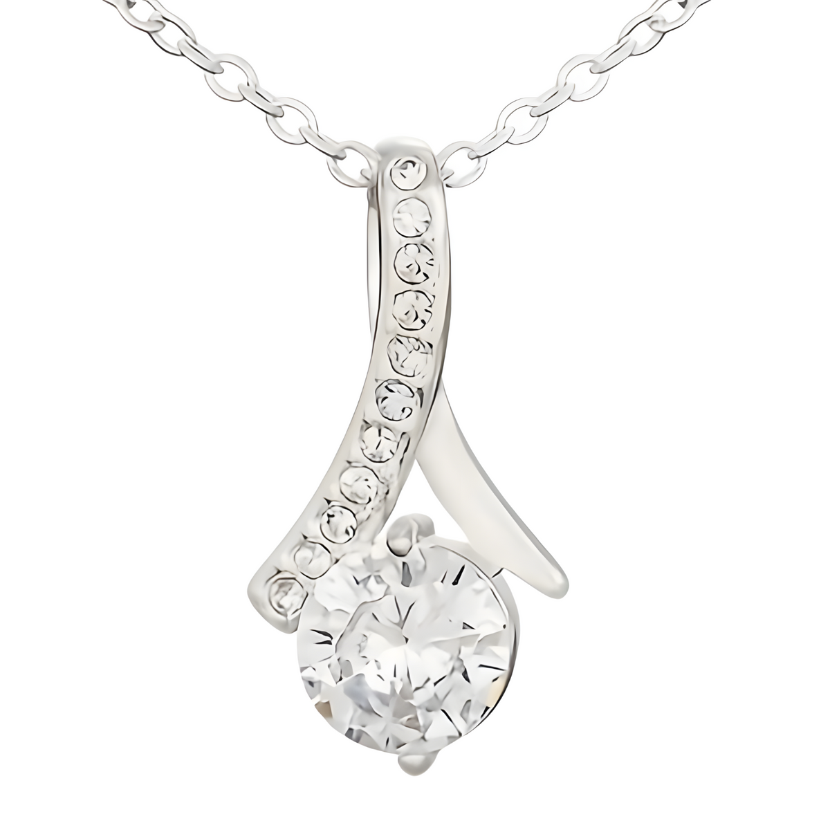 'My Bestie' Heart Necklace, Sterling Silver & Cubic Zircon B190 With Card NO BOX