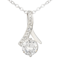 'My Bestie' Heart Necklace, Sterling Silver & Cubic Zircon B190 With Card NO BOX