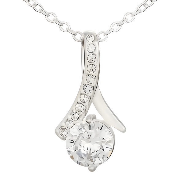 'My Bestie' Heart Necklace, Sterling Silver & Cubic Zircon B190 With Card NO BOX