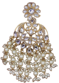 Elegant Bollywood Inspired Gold Kundan Earrings - Traditional Indian Jewelry 187