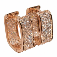 Rose Gold Plated Pavé Hoop Earrings 18mm x 8mm Micro Inlay Round Brilliant 1367