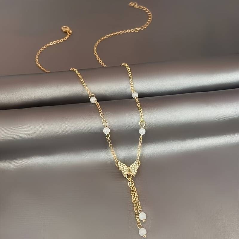 Women's Faux Pearl Butterfly Necklace - Creative and Elegant Jewelry 65 UK