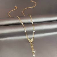 Women's Faux Pearl Butterfly Necklace - Creative and Elegant Jewelry 65 UK