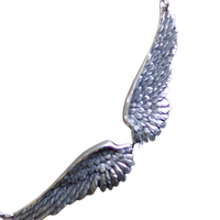 Silver Tone Angel Wings Choker Necklace Feather Design Vintage Style B48