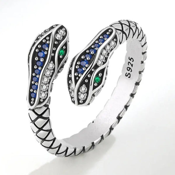 100% 925 Sterling Silver Rings For Women Snake Shape Green Eye Simple Trendy 487