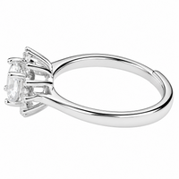 Adjustable Women Ring Round Brilliant Zircon Halo Cluster Floral Design 1667