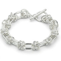 Women’s Double Ring Knot Link Bracelet, Bracelet with Toggle Bar Clasp 1882