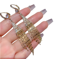 Elegant Gold Tassel Drop Earrings for Women – Long 8.8cm Dangling Earrings 782
