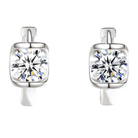 925 Silver-Plated Alloy - Geometric Round CZ Hoop Earrings for Women 953