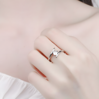 Classic Rhodium-Plated Bypass Ring With Round Cubic Zirconia Centre Stone 1440