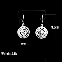 925 Sterling Silver Filigree Drop Earrings - Round Lace Dangle Earrings 362