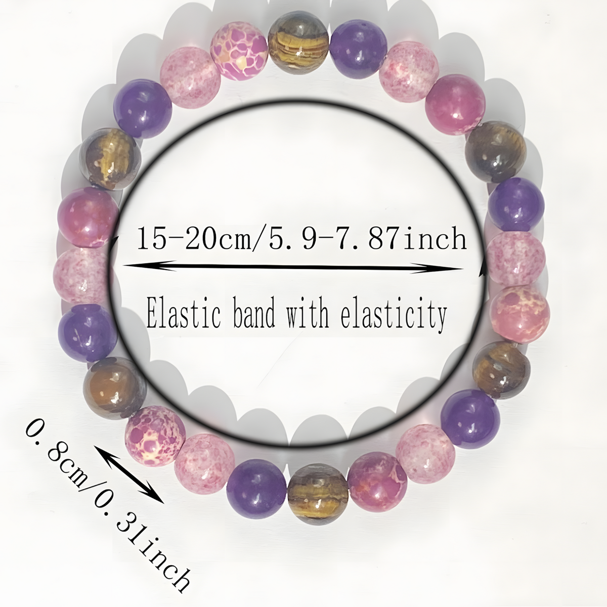Anxiety Beaded Bracelet Tiger Eye & Rose Quartz, Stress Reduction Calming 1403