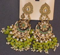 Elegant Bollywood Inspired Gold Kundan Earrings - Traditional Indian Jewelry 210
