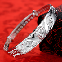 Luxury 925 Sterling Silver Noble Phoenix Bracelets Bangles for Women Fashio 1781
