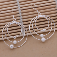 Triple Circle Hoop Drop Earrings for Women Layered Concentric Circle Dangle 1417