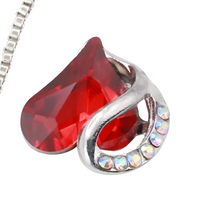 Heart Pendant Necklace For Women Silver Alloy Necklace With Red Crystal B314