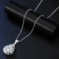 Silver Tone Filigree Teardrop Pendant Necklace Women's Fashion Jewelry Gift 410