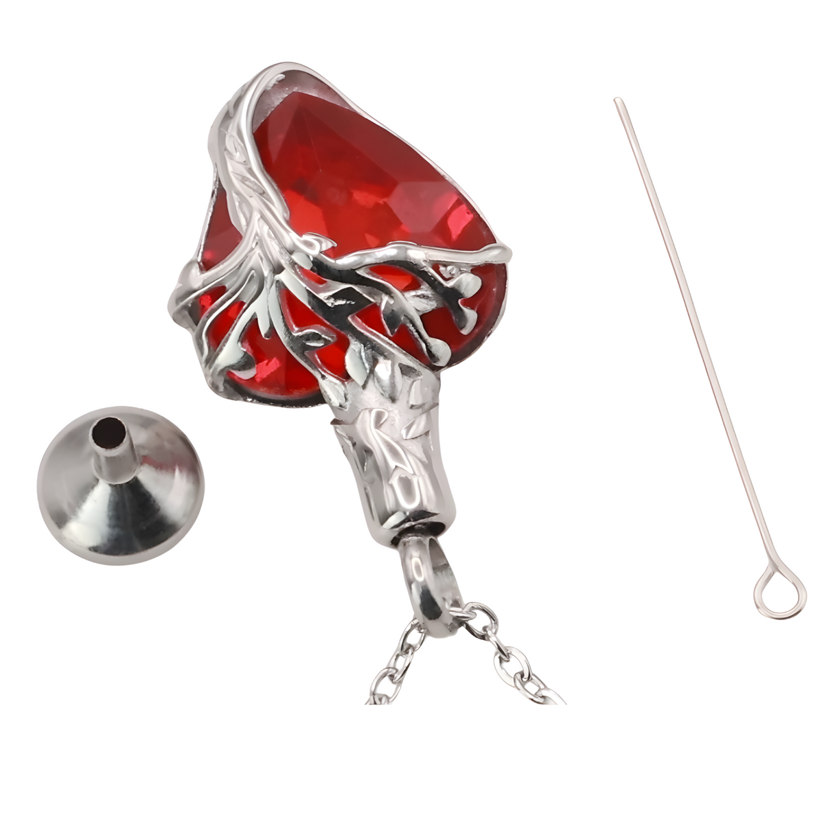 Heart Tree of Life Urn Necklace Crystal Funnel Filler 316L Stainless Steel B217