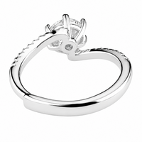 Adjustable Zircon Engagement Ring Round Brilliant Solitaire Pavé Detail 1665