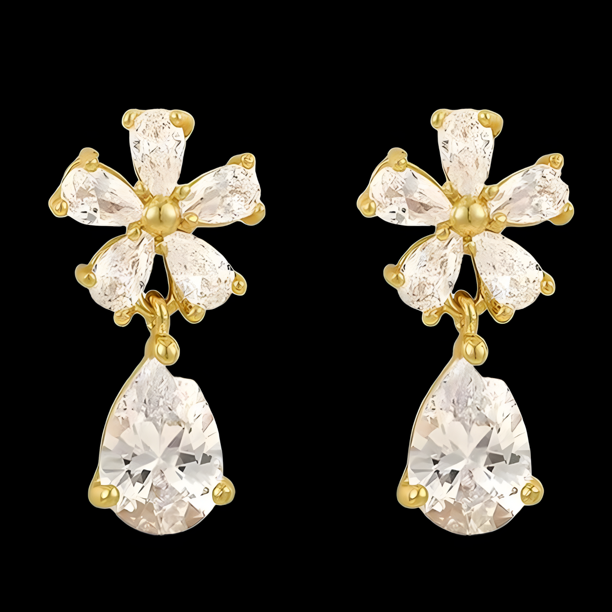 Vintage Halo Pearl Drop Earrings – Statement Bridal Dangle Earrings Pavé 1394